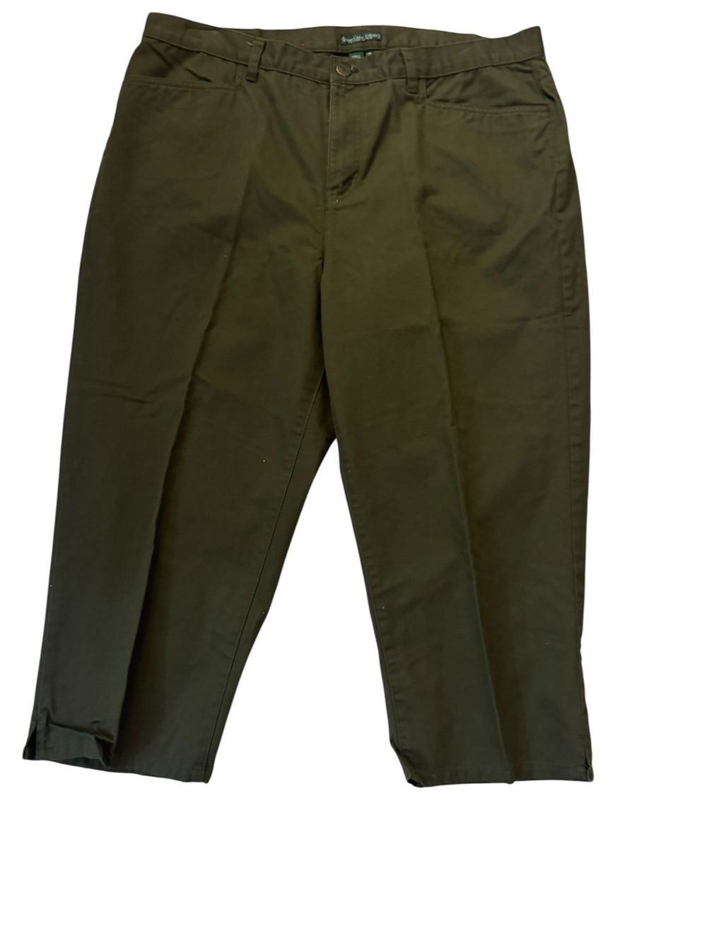 Lauren Jeans, Company, Ralph, Lauren Size 14 W Cropped Pants Olive Green